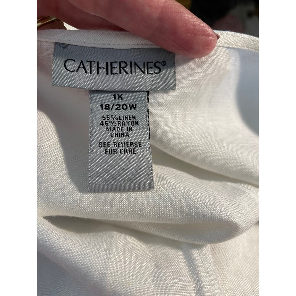 Catherines embroidered open kimono cardigan linen blend white black beach 18-20 - Picture 6 of 7